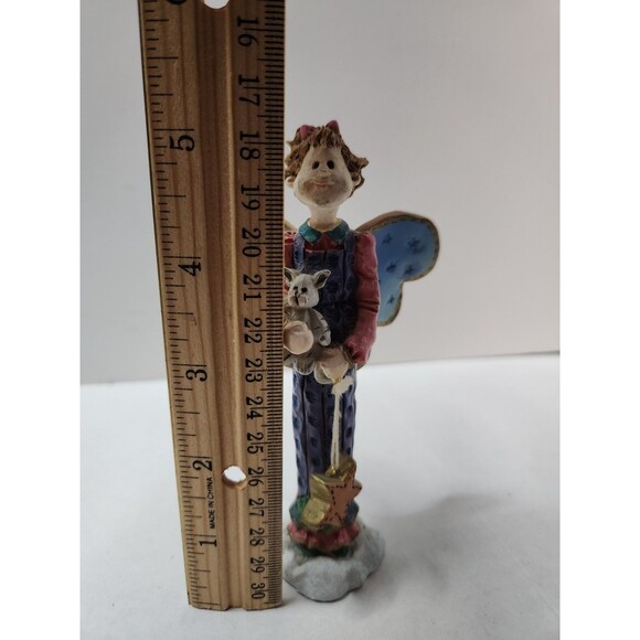 Heavensent Angel Figurine Russ Berrie Item No 13824 Girl Holding Cat And Star - Picture 9 of 14